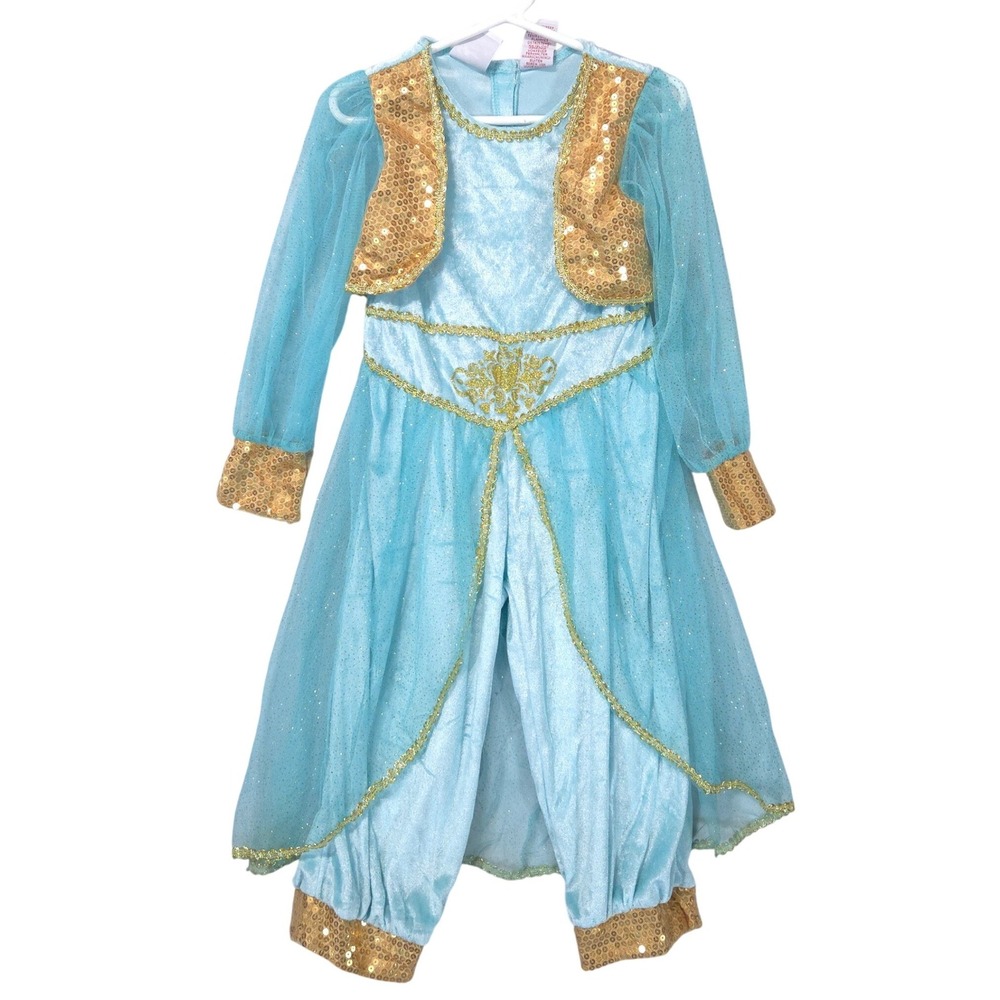 Gillians Closet Jasmine Princess Costume Girls 3T Blue Gold Headband Halloween